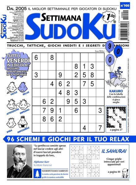 Settimana Sudoku – 09 novembre 2022 Cover