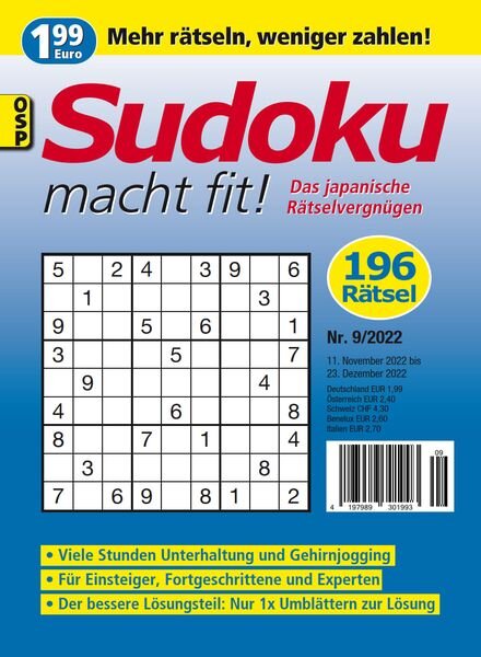 Sudoku macht fit – Nr 9 2022 Cover