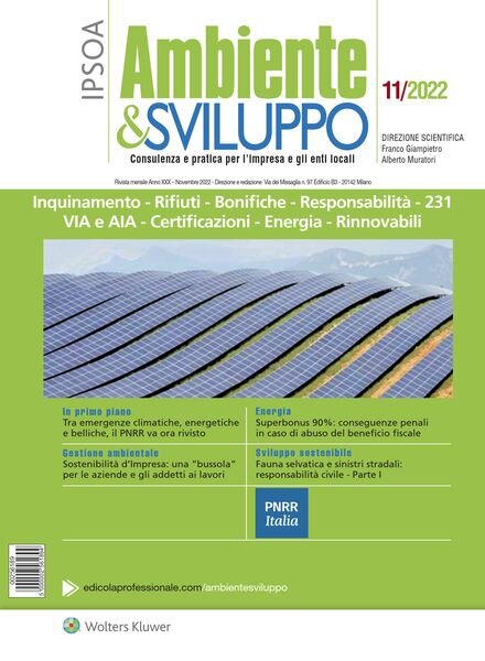 Ambiente & sviluppo – Novembre 2022 Cover