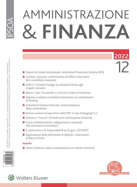 Amministrazione & Finanza – Dicembre 2022 Cover