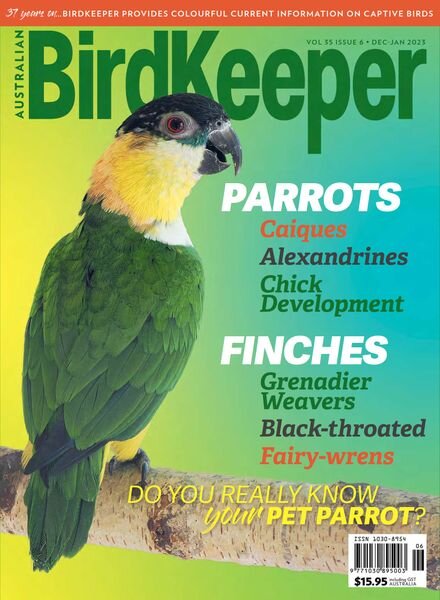 Australian Birdkeeper – Volume 35 Issue 6 – December 2022 – January 2023 Cover