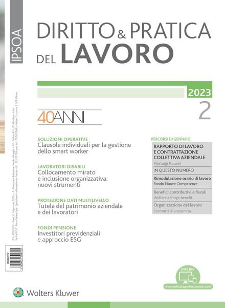 Diritto e Pratica del Lavoro – Febbraio 2023 Cover