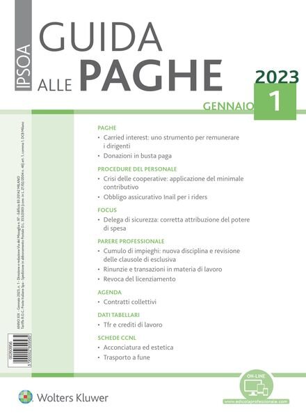 Guida alle paghe – Gennaio 2023 Cover