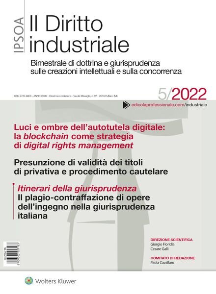 Il Diritto Industriale – N 5 2022 Cover