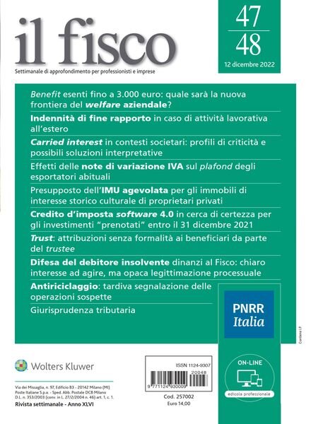 il fisco – 12 Dicembre 2022 Cover