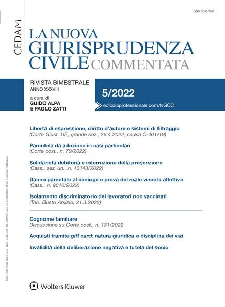 La Nuova Giurisprudenza Civile Commentata – N 5 2022 Cover