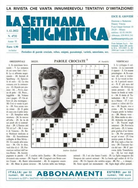 La Settimana Enigmistica – 01 Dicembre 2022 Cover