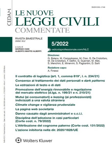 Le Nuove Leggi Civili Commentate – N 5 2022 Cover