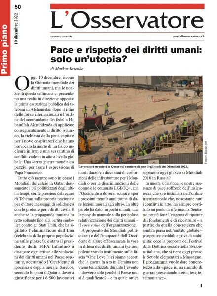 L’Osservatore – 10 Dicembre 2022 Cover