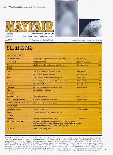 Mayfair – Vol 17 N 04 April 1982 Cover