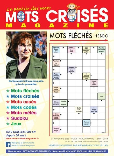Mots Croises Magazine – 24 novembre 2022 Cover