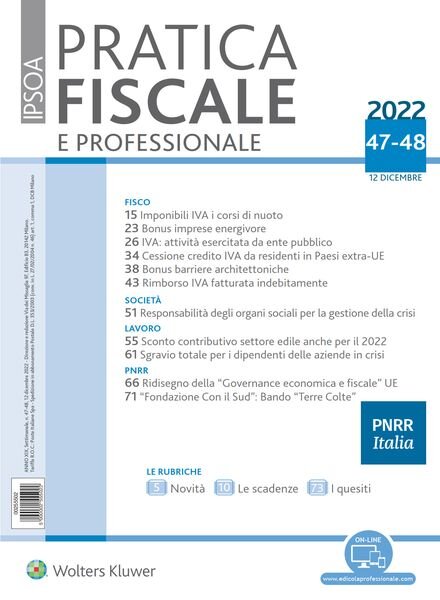 Pratica Fiscale e Professionale – 12 Dicembre 2022 Cover