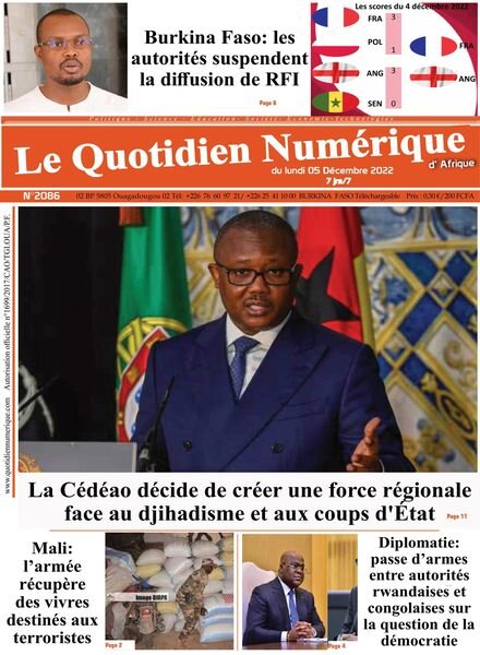 Quotidien Numerique d’Afrique – 05 decembre 2022 Cover