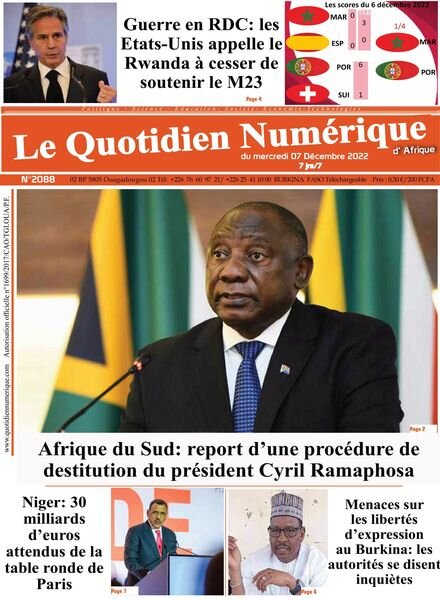 Quotidien Numerique d’Afrique – 07 decembre 2022 Cover