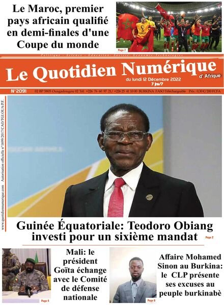 Quotidien Numerique d’Afrique – 12 decembre 2022 Cover