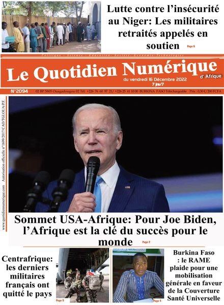 Quotidien Numerique d’Afrique – 16 decembre 2022 Cover