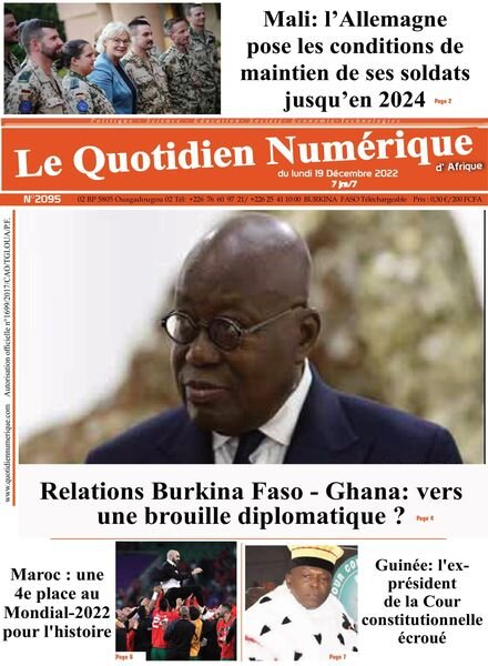Quotidien Numerique d’Afrique – 19 decembre 2022 Cover