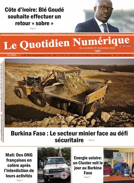 Quotidien Numerique d’Afrique – 25 novembre 2022 Cover
