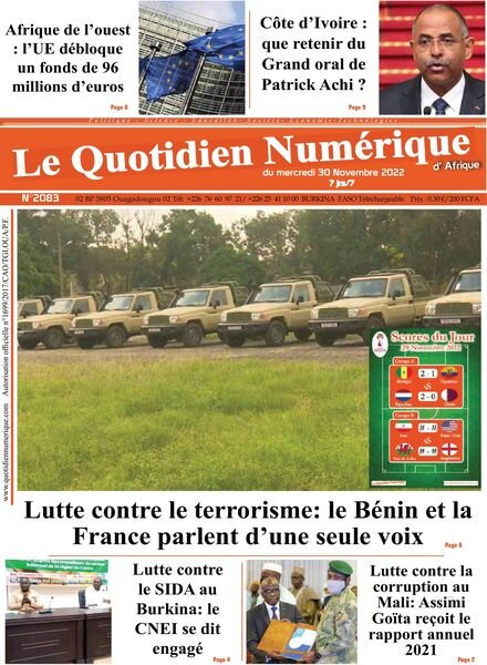 Quotidien Numerique d’Afrique – 30 novembre 2022 Cover
