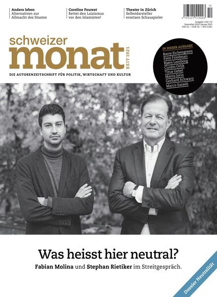 Schweizer Monat – Dezember 2022 Cover