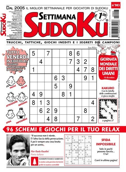 Settimana Sudoku – 30 novembre 2022 Cover