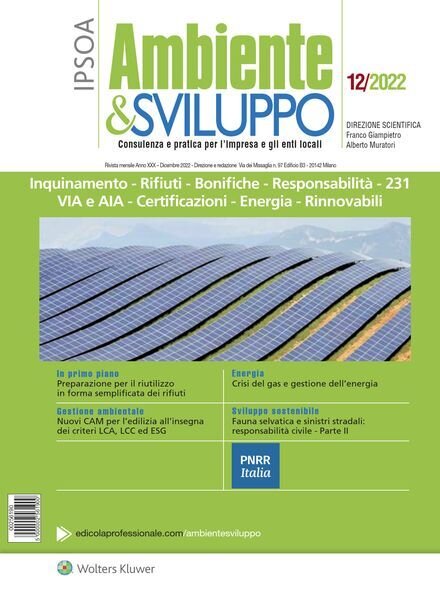 Ambiente & sviluppo – Dicembre 2022 Cover
