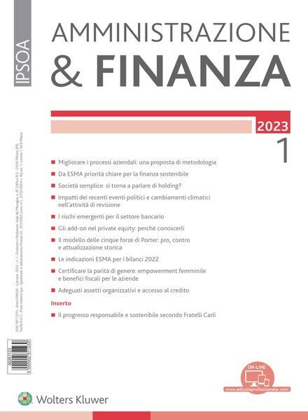 Amministrazione & Finanza – Gennaio 2023 Cover