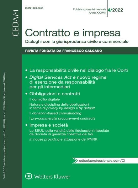 Contratto e Impresa – Dicembre 2022 Cover