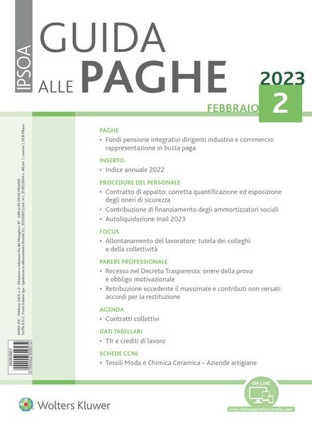 Guida alle paghe – Febbraio 2023 Cover