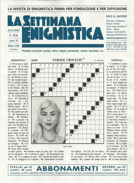 La Settimana Enigmistica – 22 Dicembre 2022 Cover