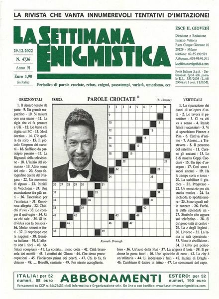 La Settimana Enigmistica – 29 Dicembre 2022 Cover