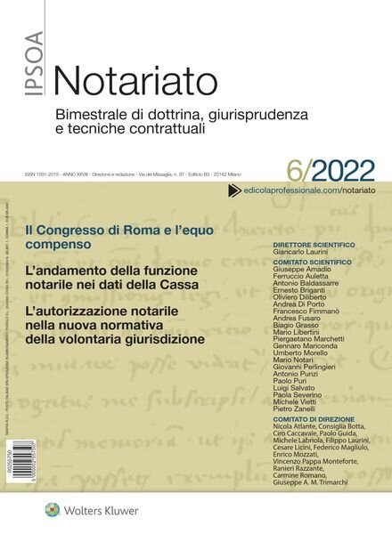 Notariato – Novembre-Dicembre 2022 Cover