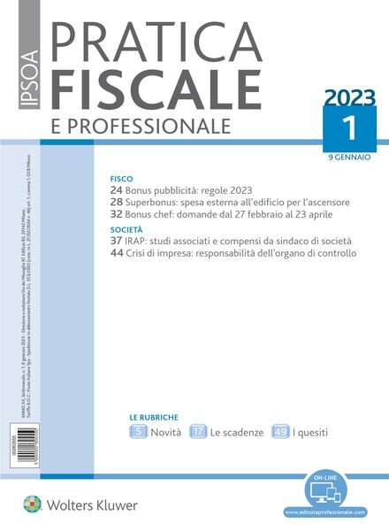Pratica Fiscale e Professionale – Gennaio 2023 Cover