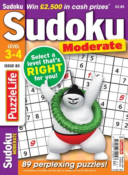 PuzzleLife Sudoku Moderate – January 2023 Cover