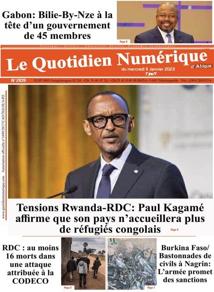 Quotidien Numerique d’Afrique – 11 janvier 2023 Cover