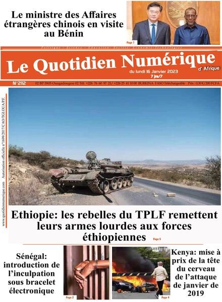 Quotidien Numerique d’Afrique – 16 janvier 2023 Cover