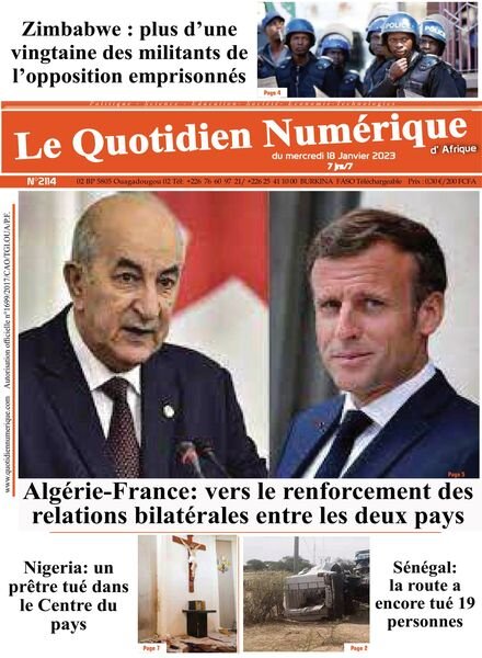 Quotidien Numerique d’Afrique – 18 janvier 2023 Cover