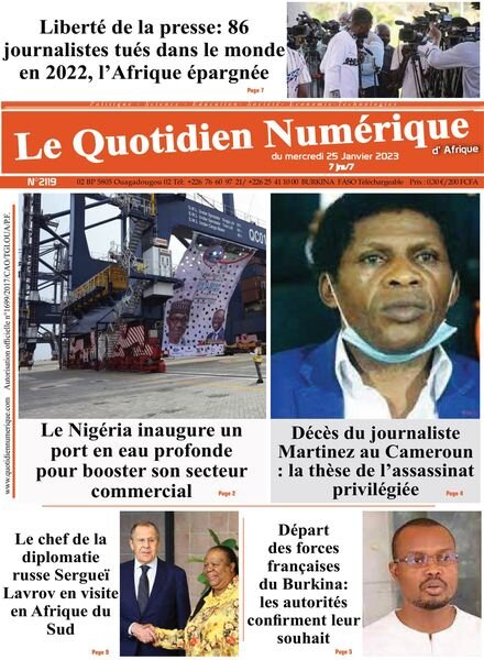 Quotidien Numerique d’Afrique – 25 janvier 2023 Cover