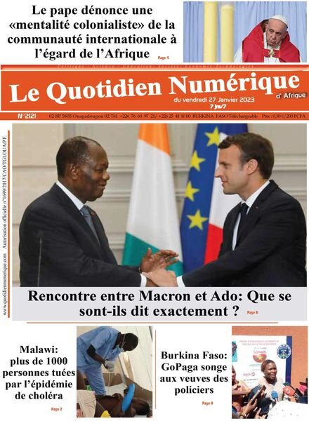 Quotidien Numerique d’Afrique – 27 janvier 2023 Cover