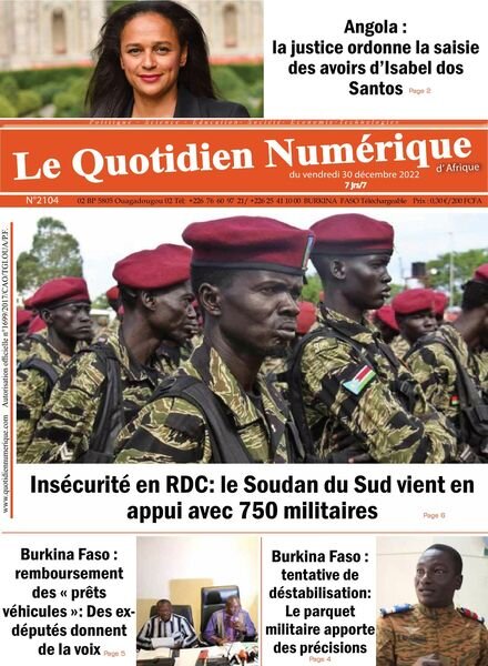 Quotidien Numerique d’Afrique – 30 decembre 2022 Cover