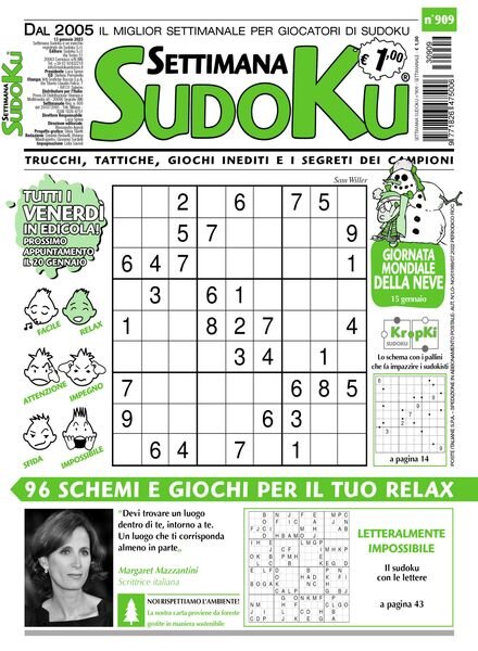 Settimana Sudoku – 11 gennaio 2023 Cover
