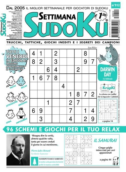 Settimana Sudoku – 26 gennaio 2023 Cover