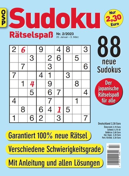Sudoku Ratselspass – Nr 2 2023 Cover