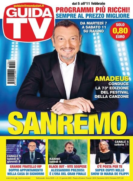 GuidaTV – 31 gennaio 2023 Cover