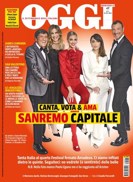 Oggi – 16 febbraio 2023 Cover