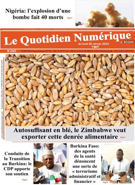 Quotidien Numerique d’Afrique – 30 janvier 2023 Cover