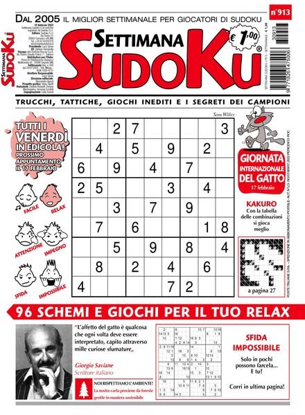 Settimana Sudoku – 08 febbraio 2023 Cover