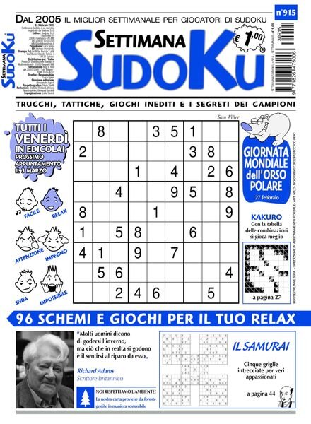 Settimana Sudoku – 22 febbraio 2023 Cover
