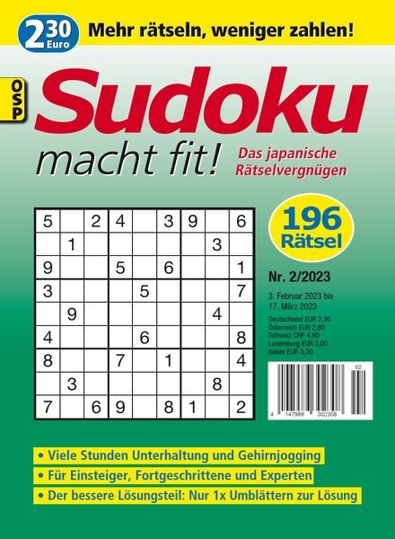Sudoku macht fit – Nr 2 2023 Cover