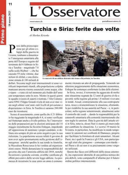 L’Osservatore – 18 marzo 2023 Cover